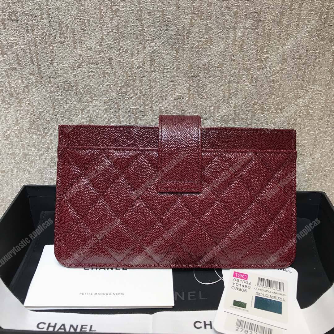 Ch*el classic pouch caviar leather burgundy