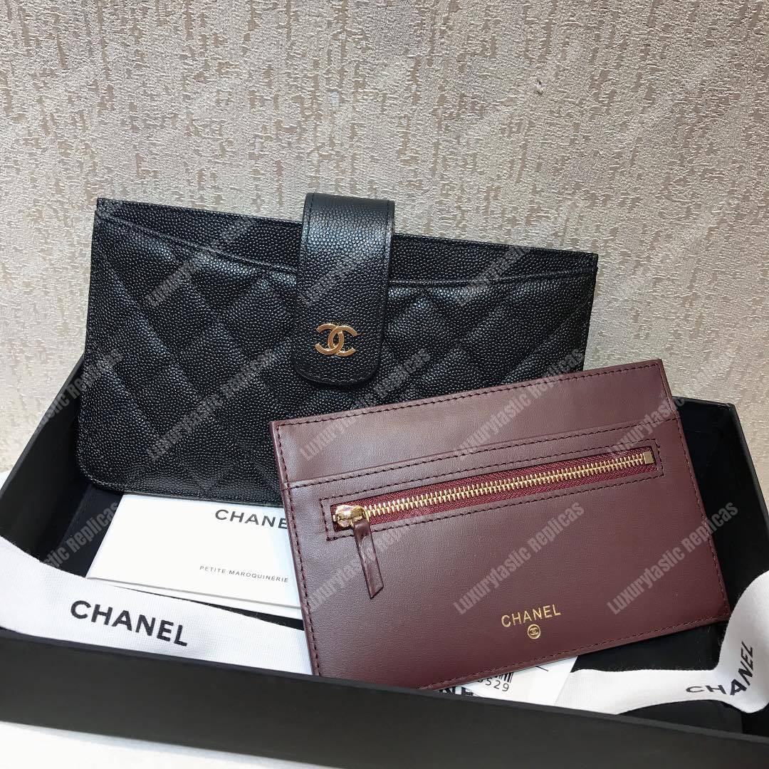 Ch*el classic pouch caviar leather black