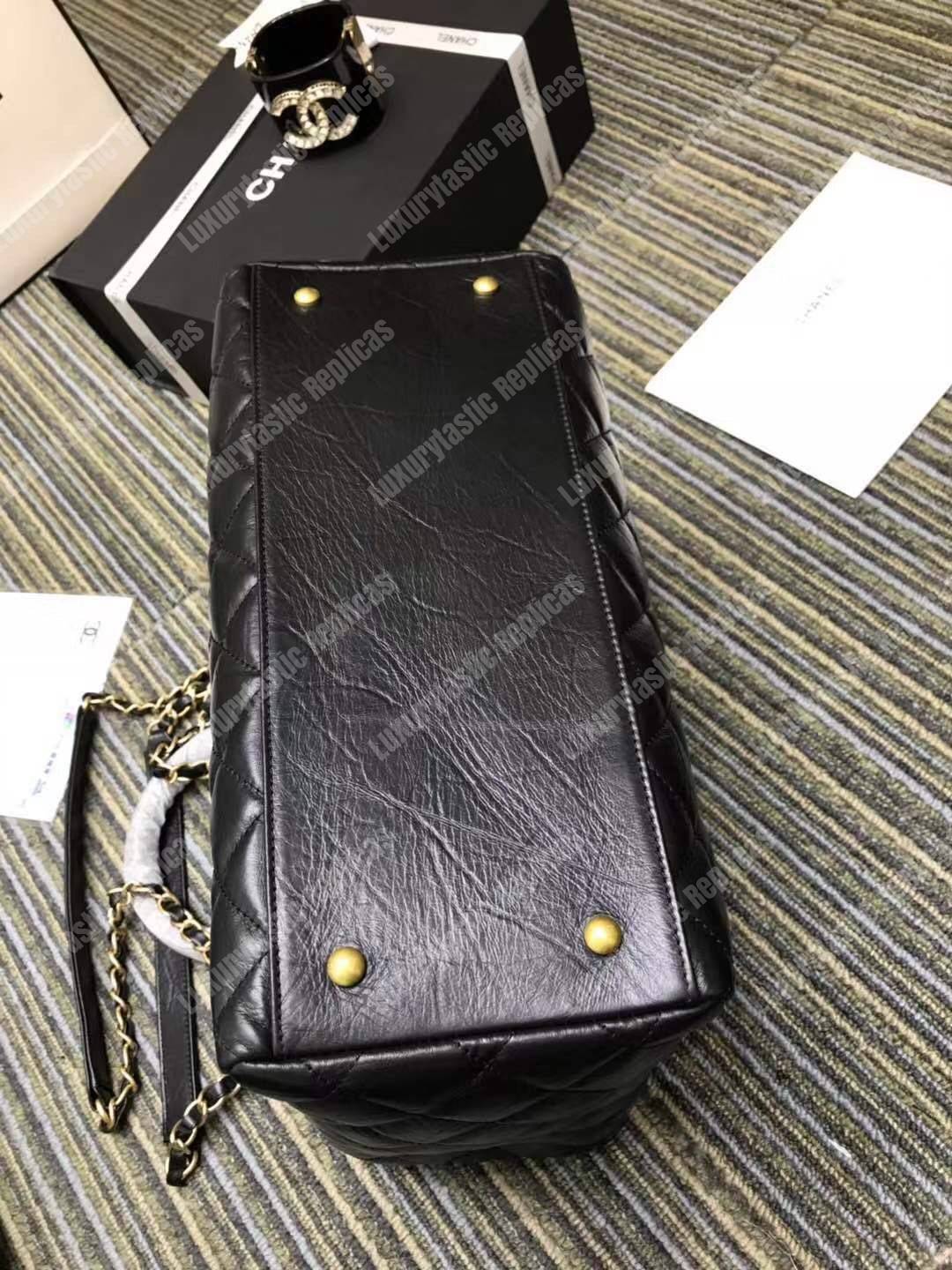 Ch*el large shopping bag black (30cm)