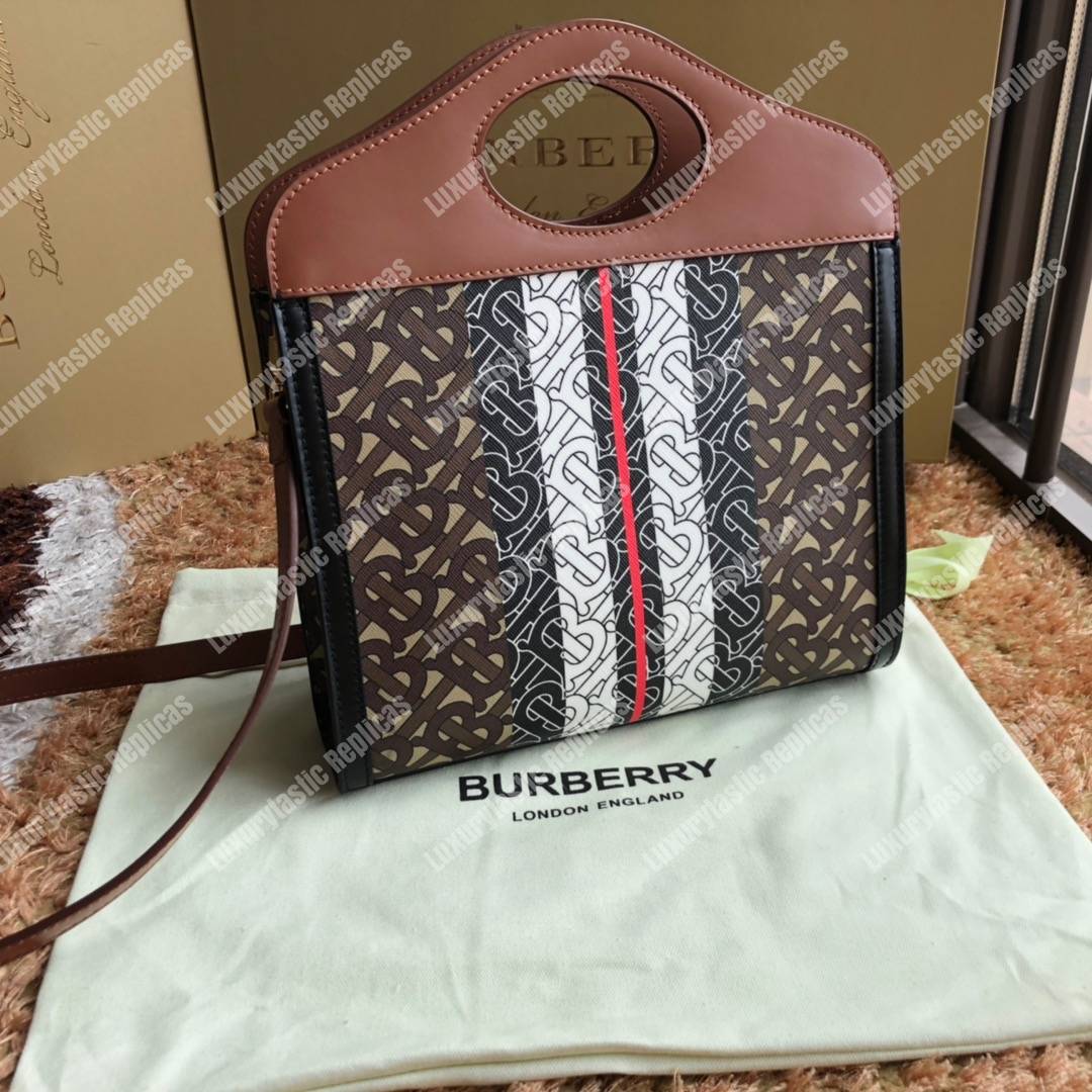 B**rry mini monogram stripe e-canvas pocket bag bridle brown