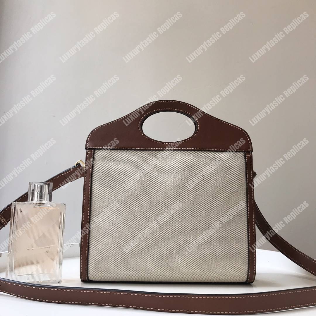 B**rry mini two-tone canvas and leather pocket bag brown