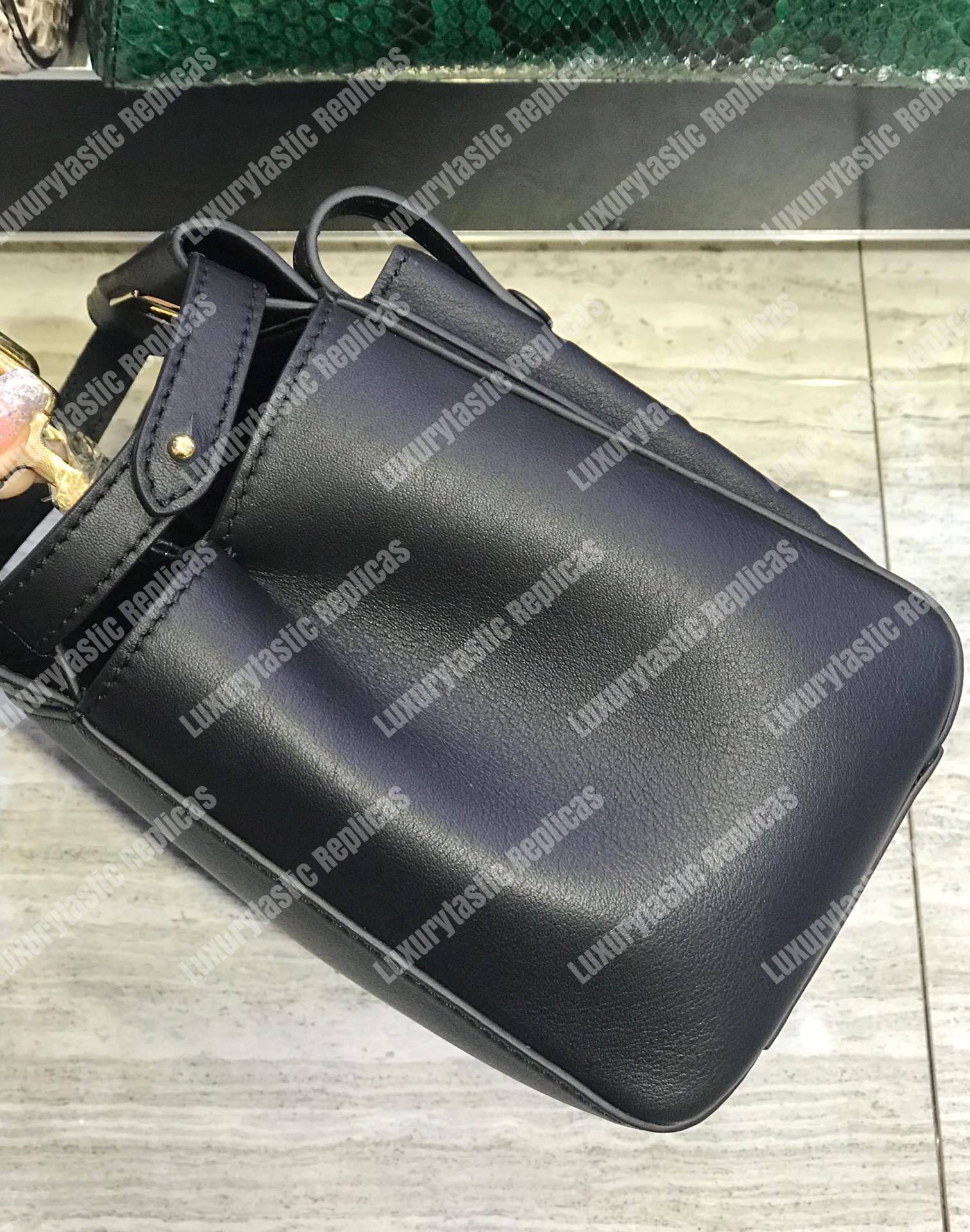 F**di peekaboo iconic mini black leather bag