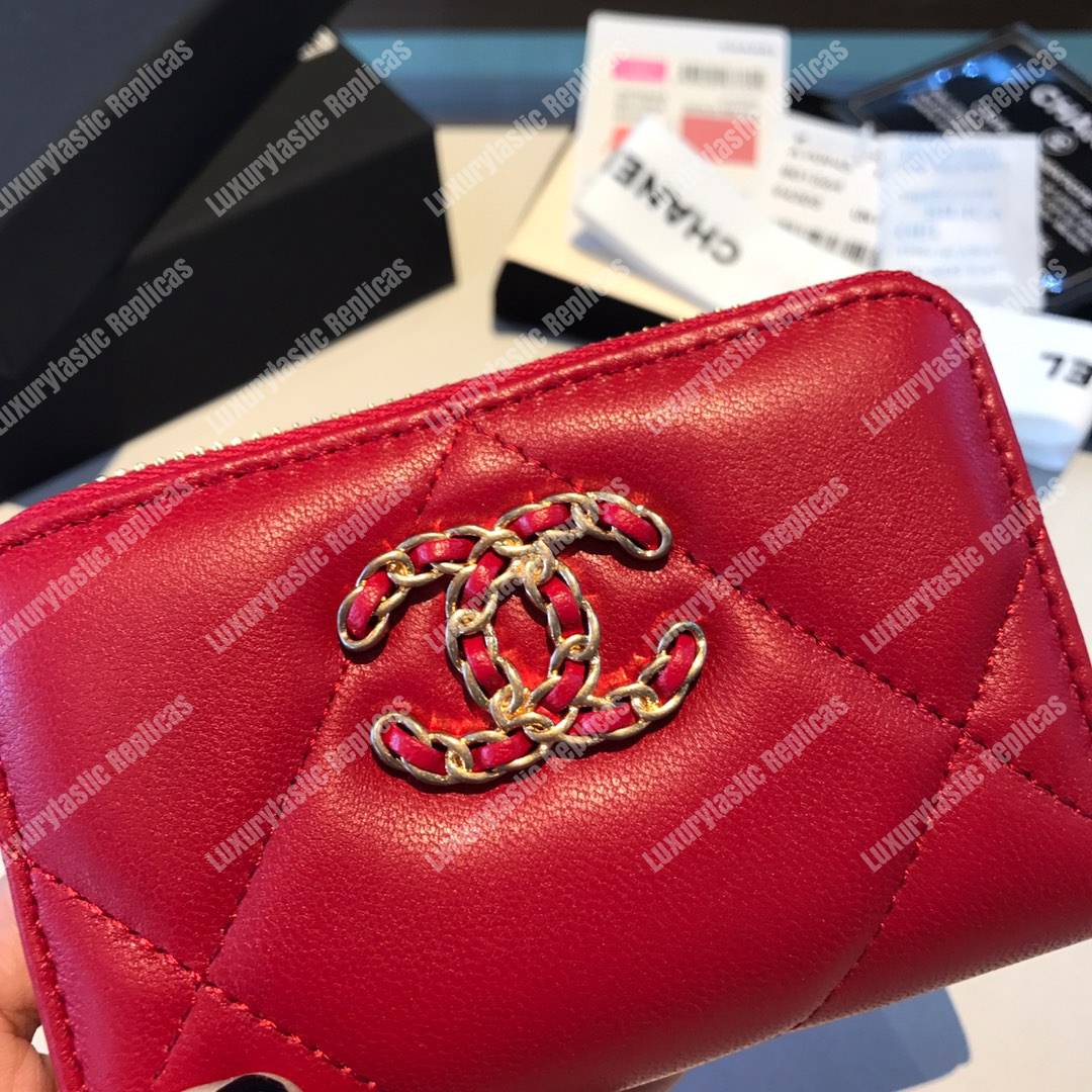 Ch*el 19 zipped coin purse scarlet