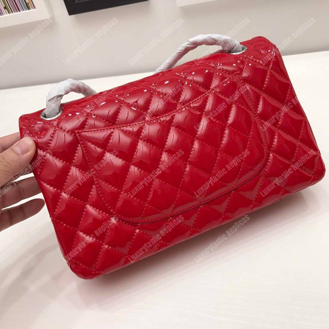 Ch*el classic medium flap bag red
