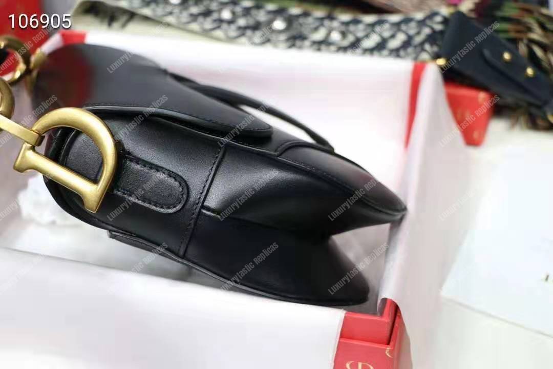 D*or mini saddle bag in black calfskin