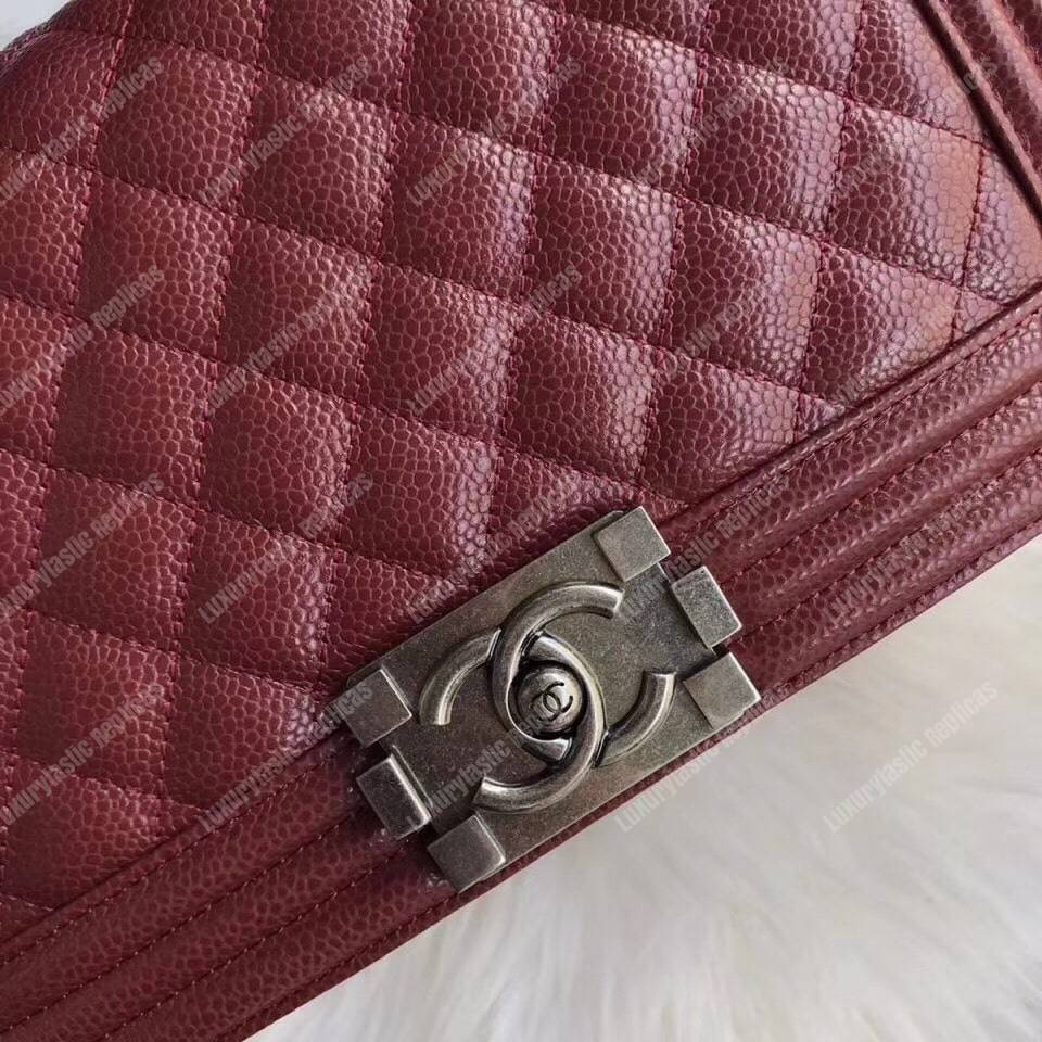 Ch*el boy medium handbag burgundy