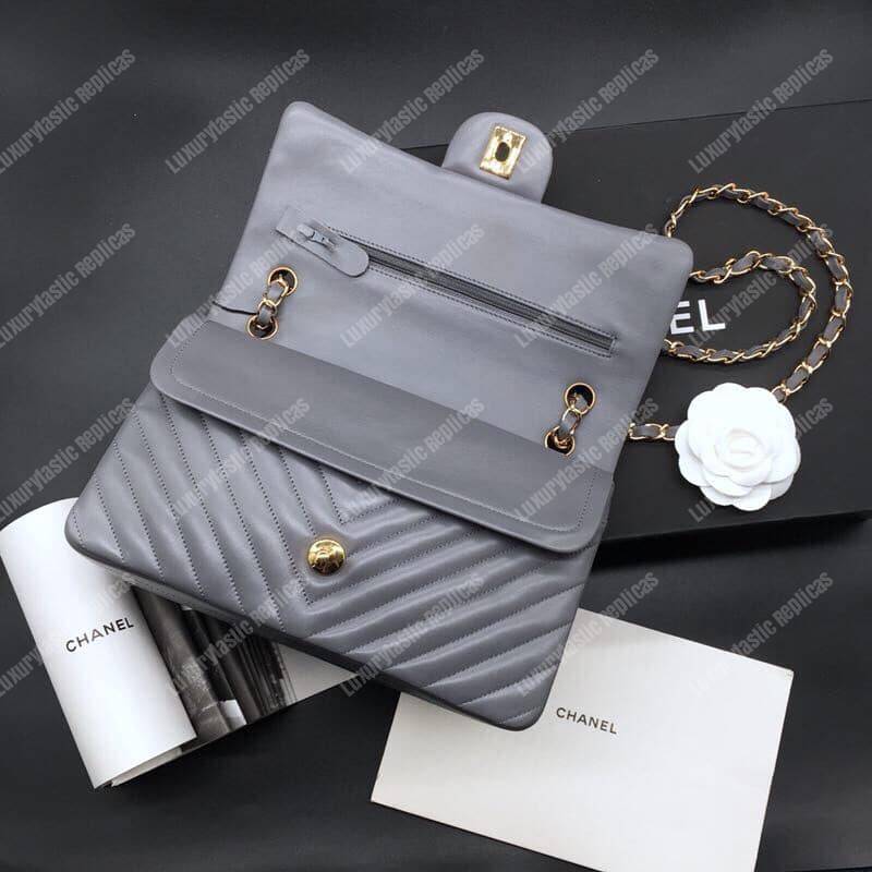Ch*el classic medium handbag grey