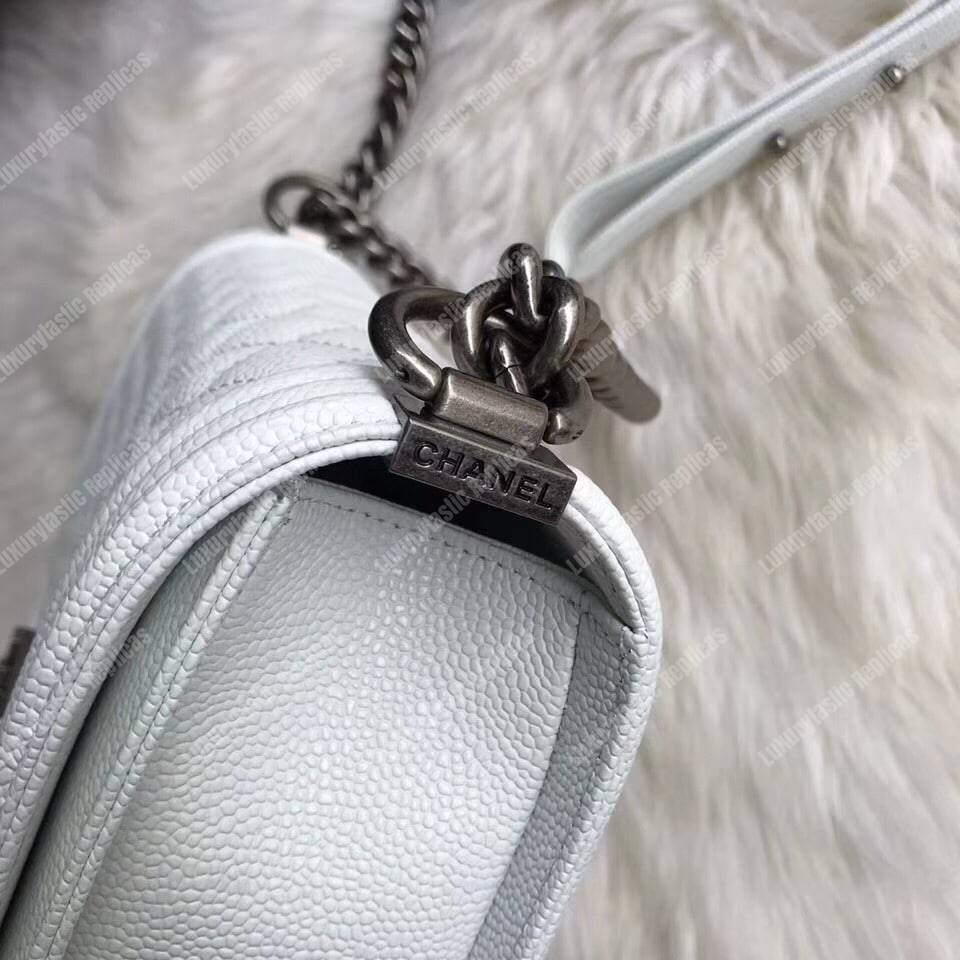 Ch*el boy medium handbag white