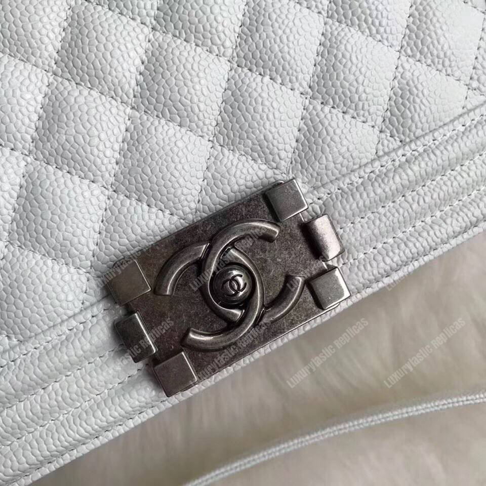 Ch*el boy medium handbag white