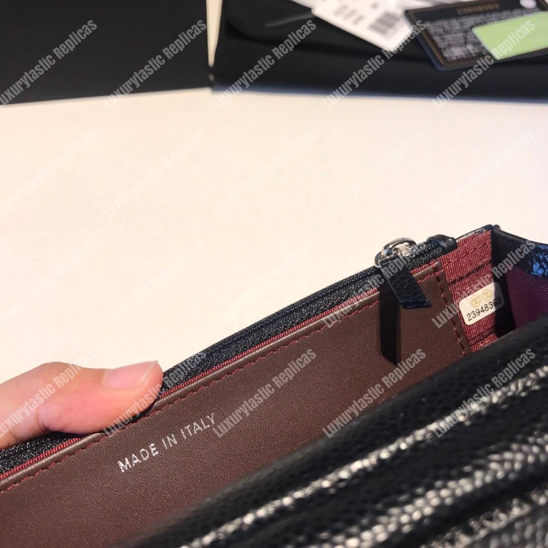 Ch*el wallet on chain – woc classic caviar silver-toned metal black