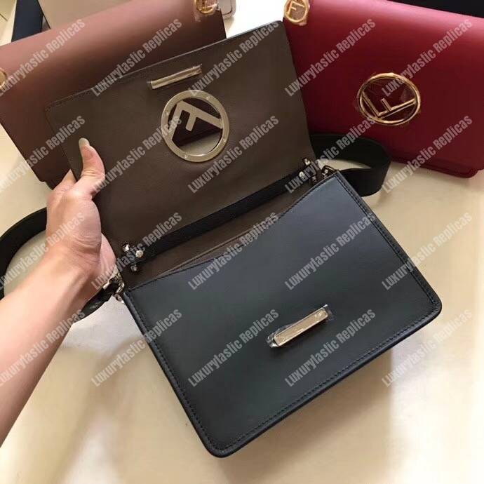 F**di kan i f black leather bag