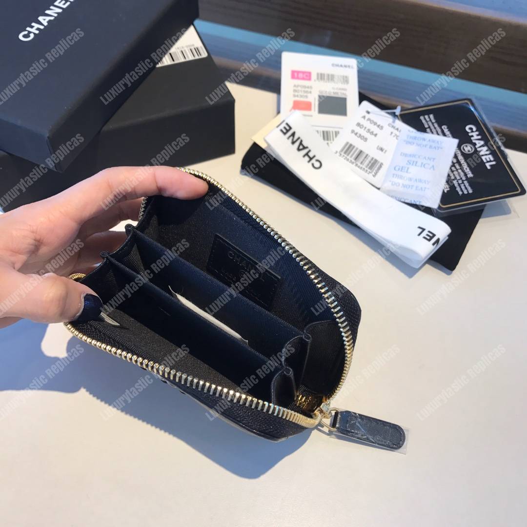 Ch*el 19 zipped coin purse black