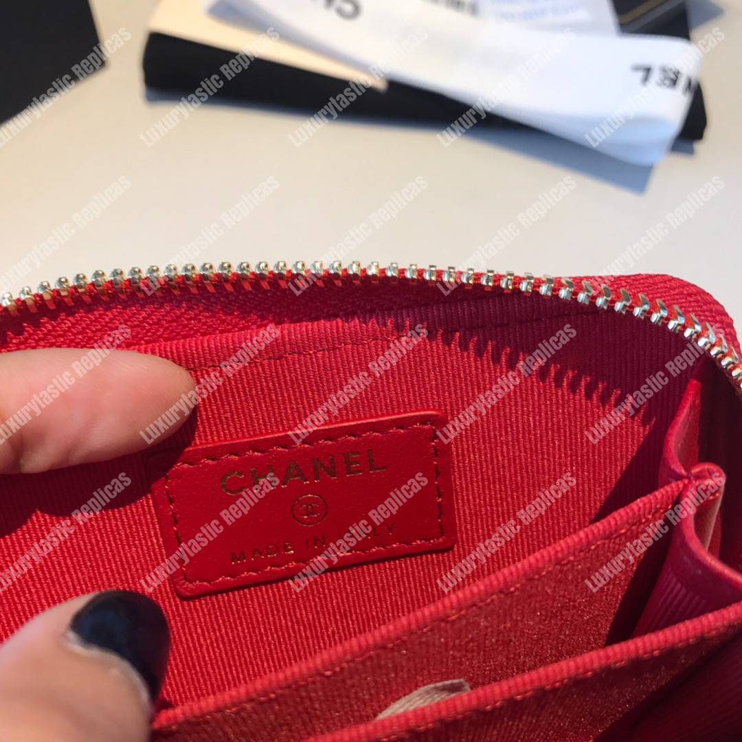 Ch*el 19 zipped coin purse scarlet