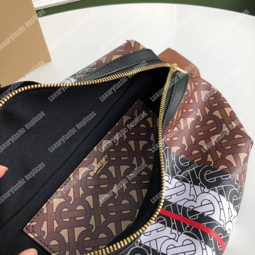 B**rry medium monogram stripe e-canvas bum bag brown