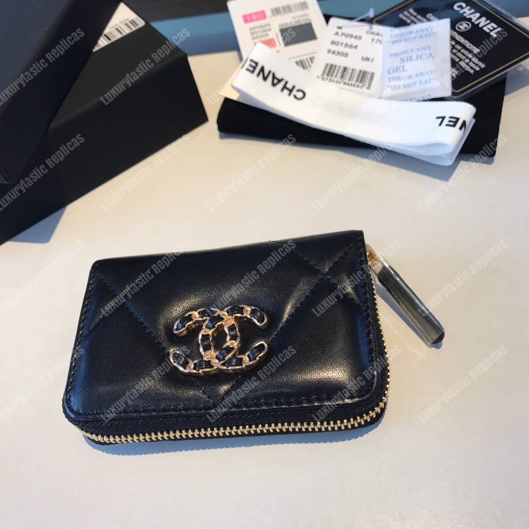 Ch*el 19 zipped coin purse black