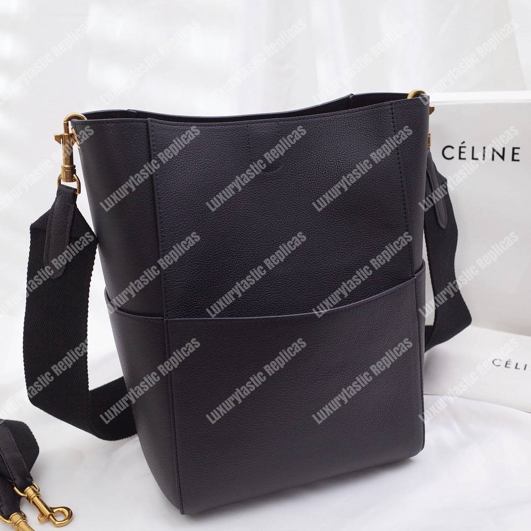 Ce**e sangle bucket bag in soft grained calfskin black