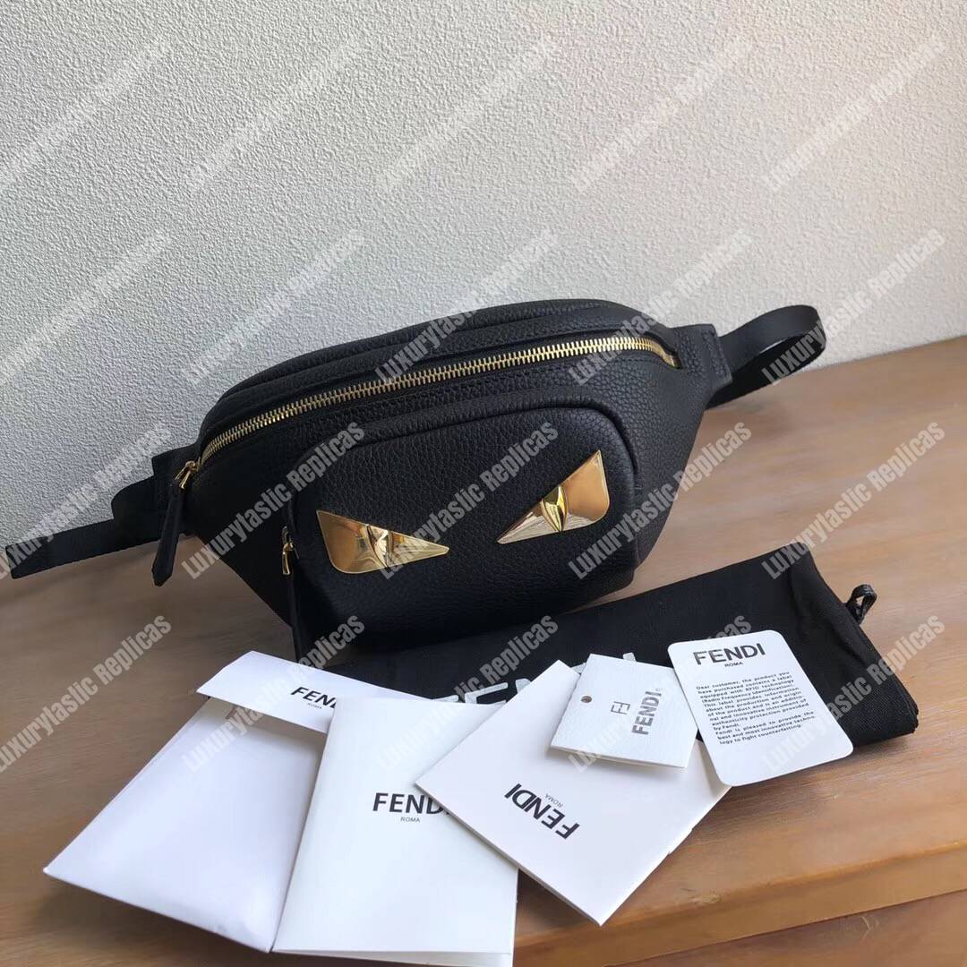 F**di black romano leather belt bag