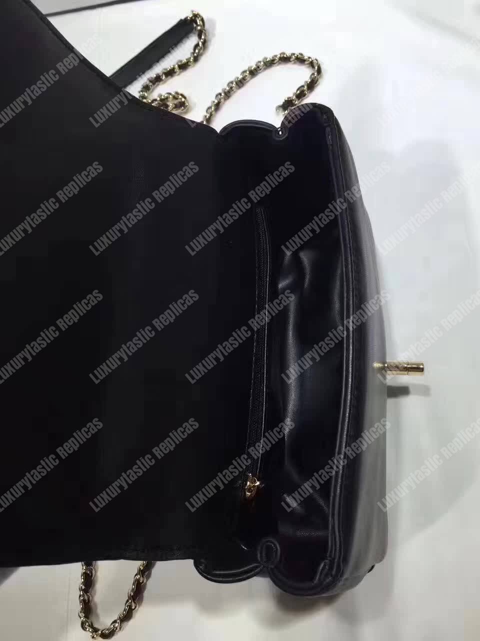 Ch*el small flap bag with top handle black