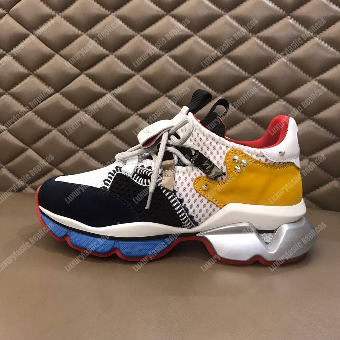 Ch**an louboutin red runner black/yellow/blue lining