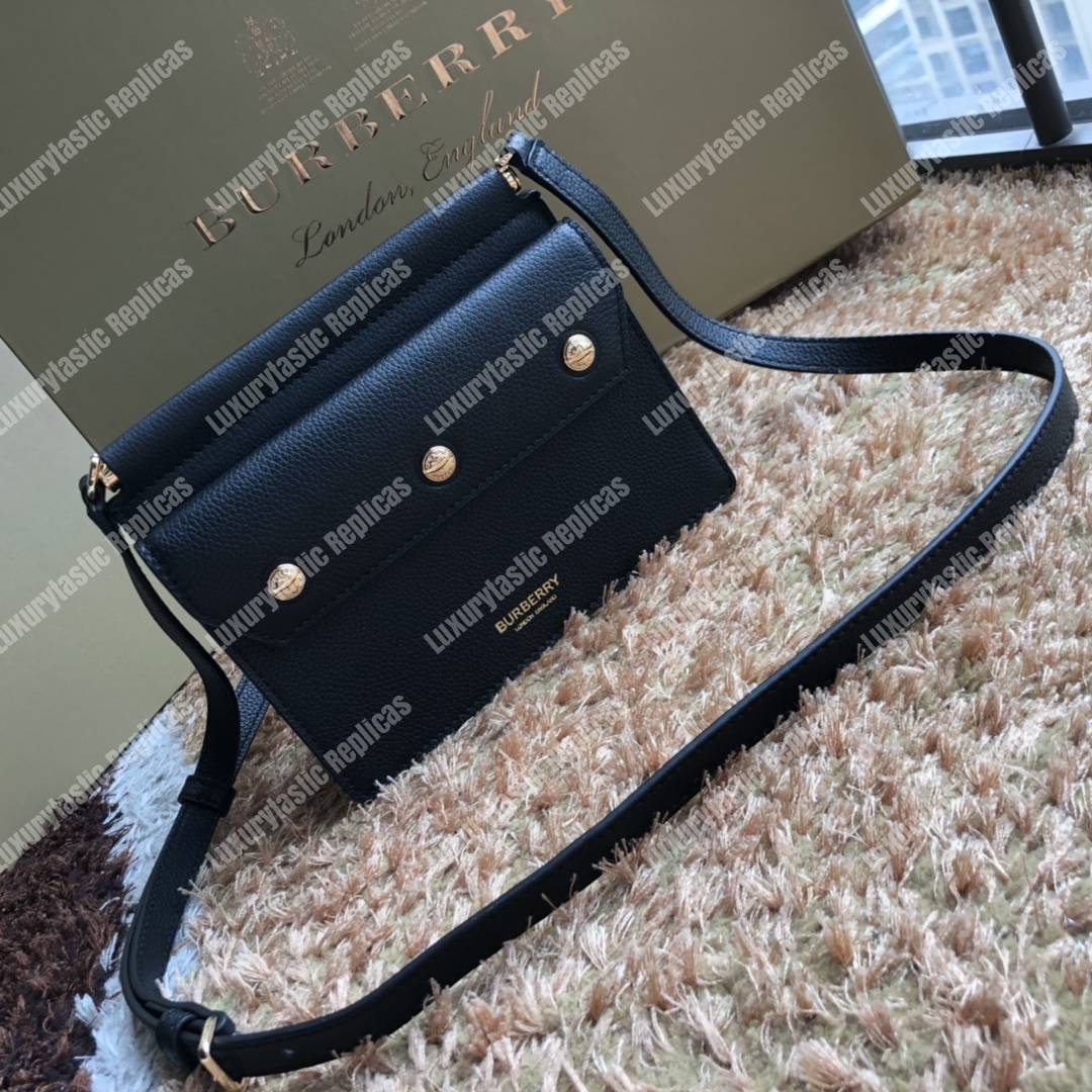 B**rry mini leather title bag with pocket detail black