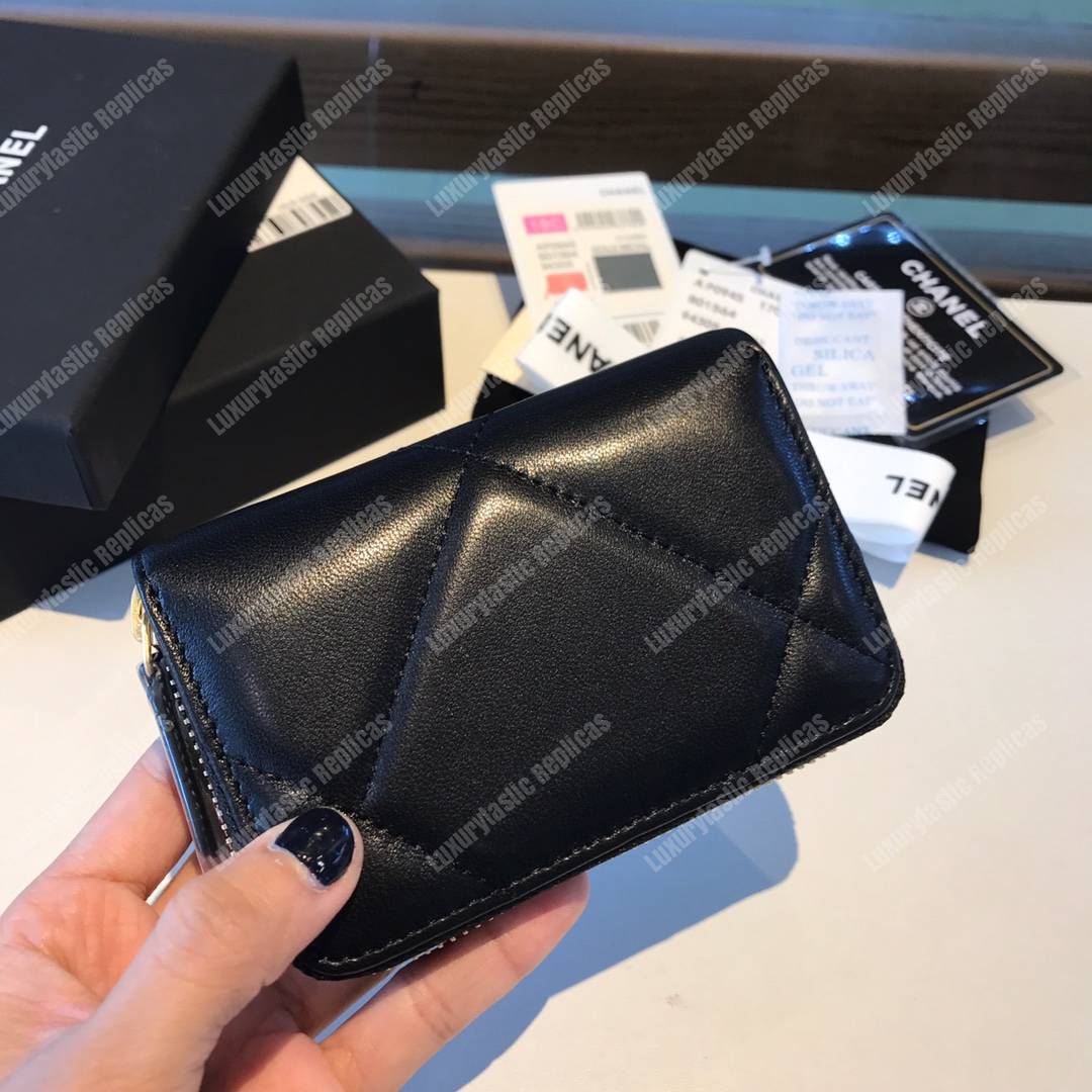 Ch*el 19 zipped coin purse black