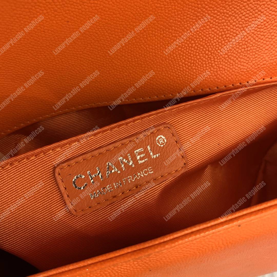 Ch*el boy medium caviar leather orange