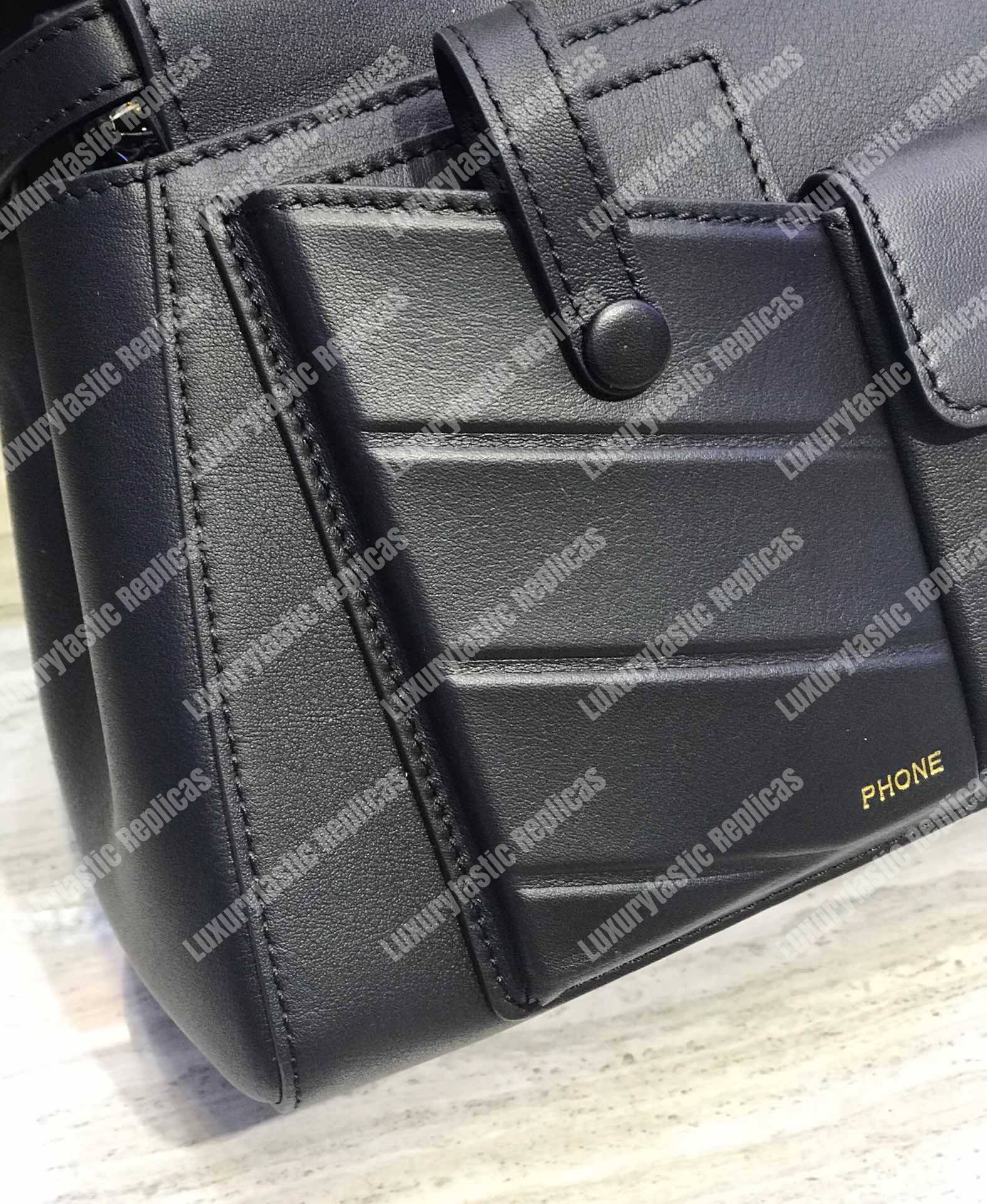 F**di peekaboo iconic mini black leather bag