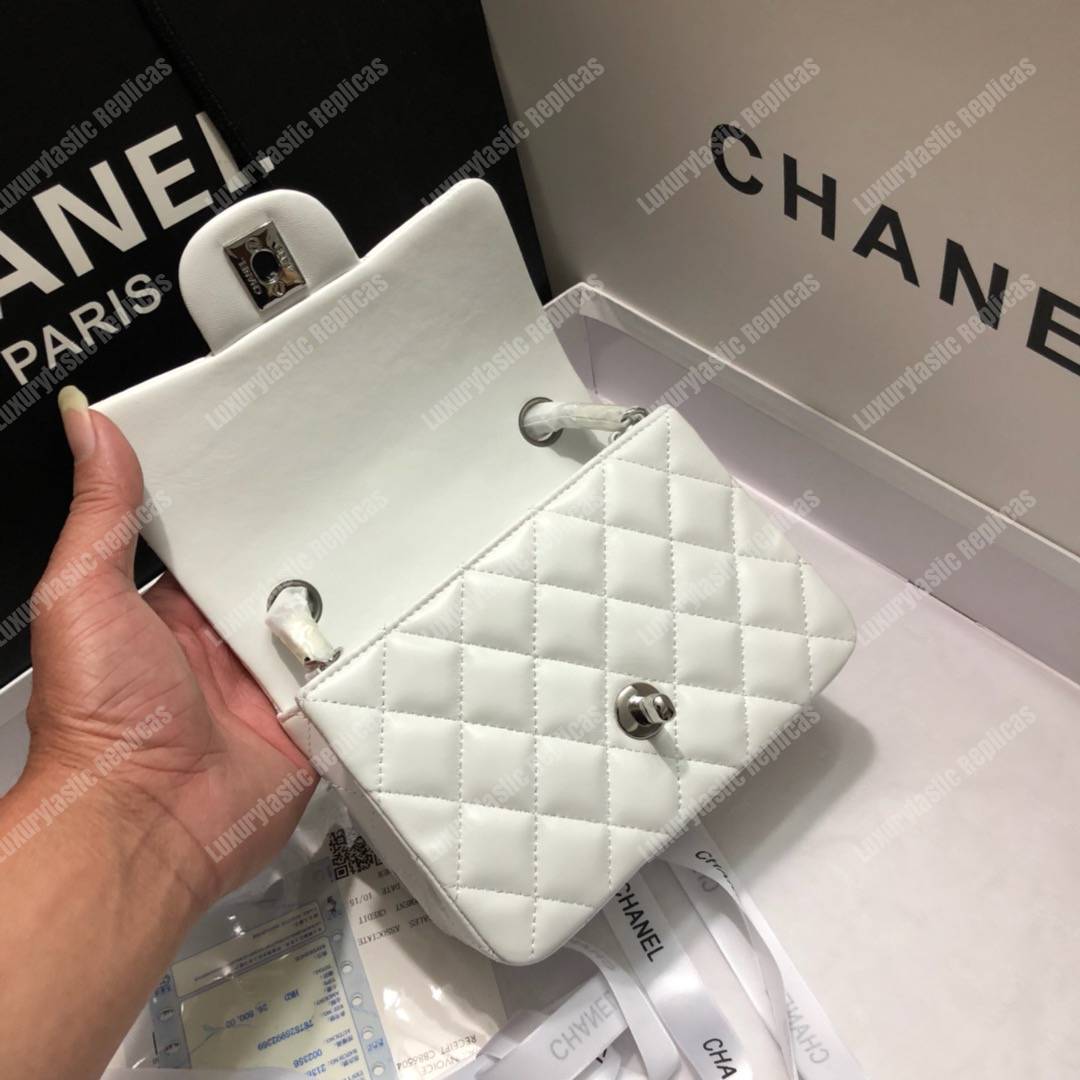 Ch*el mini flap bag white