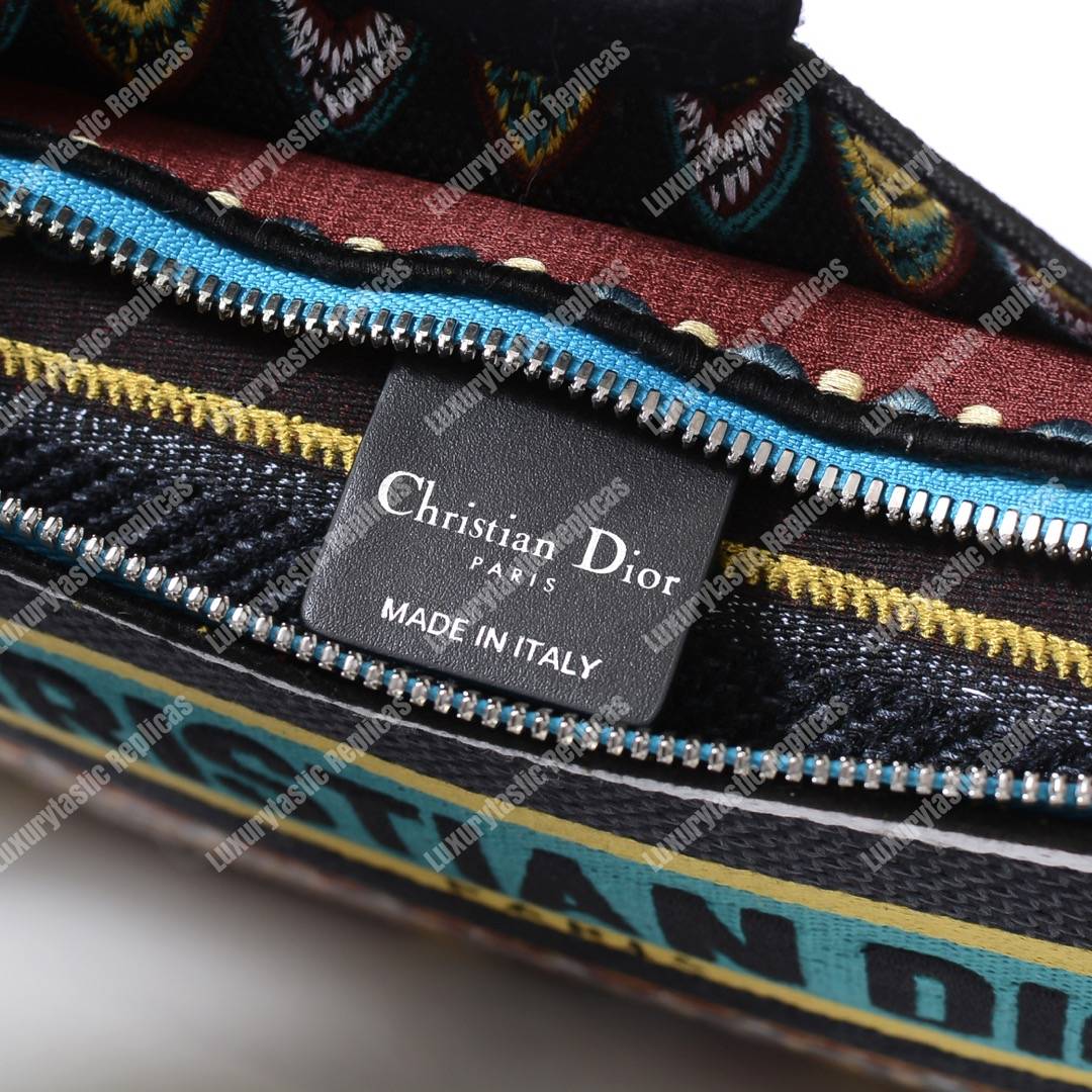 D*or multicolored embroidered canvas clutch