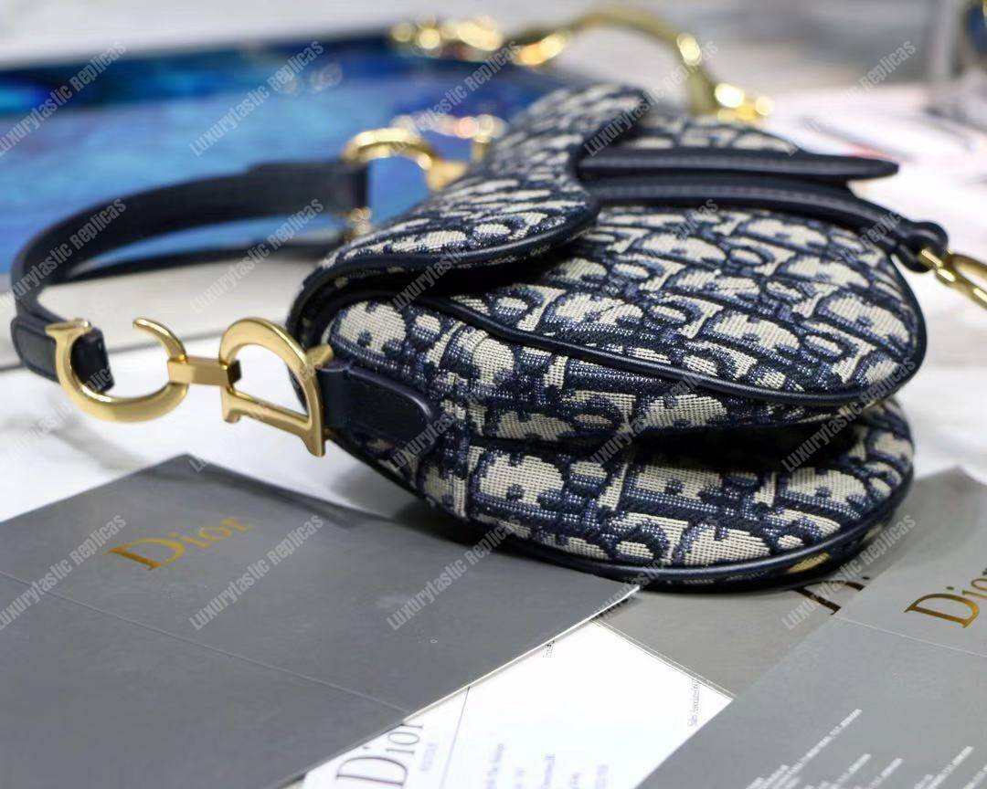 mini D*or blue oblique saddle bag
