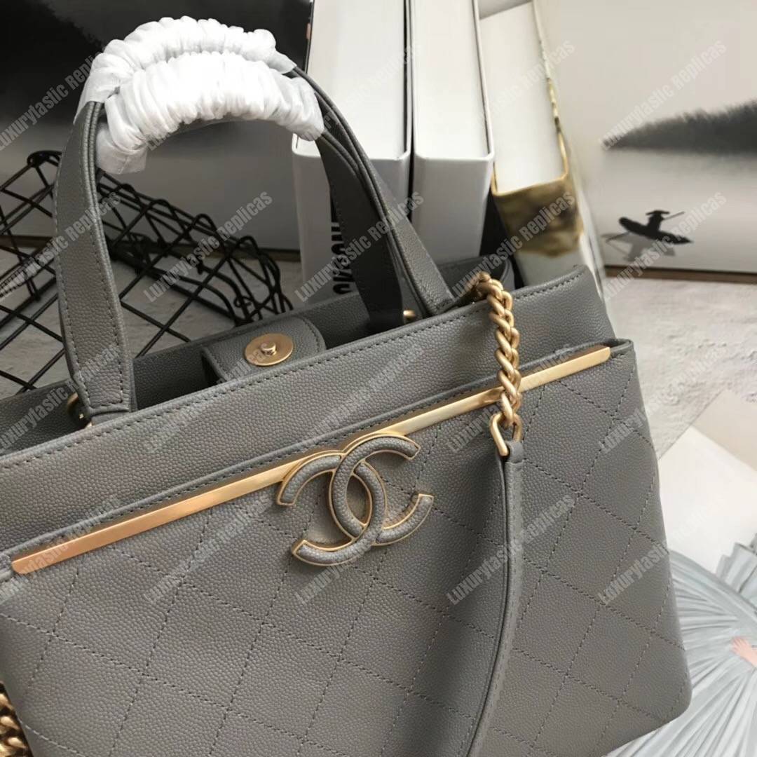 Ch*el large shopping bag grey