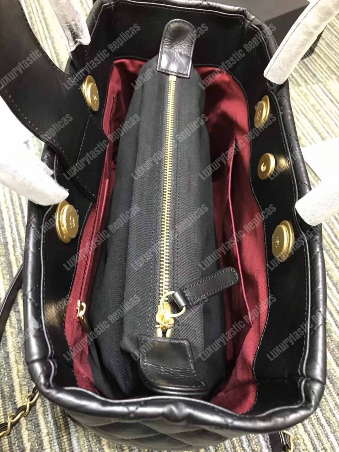 Ch*el large shopping bag black (30cm)