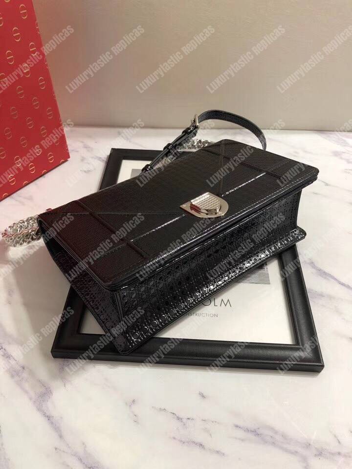 D*orama black-toned metallic calfskin flap bag
