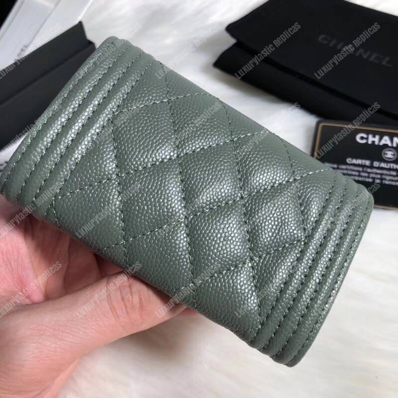 Ch*el boy small flap wallet grey