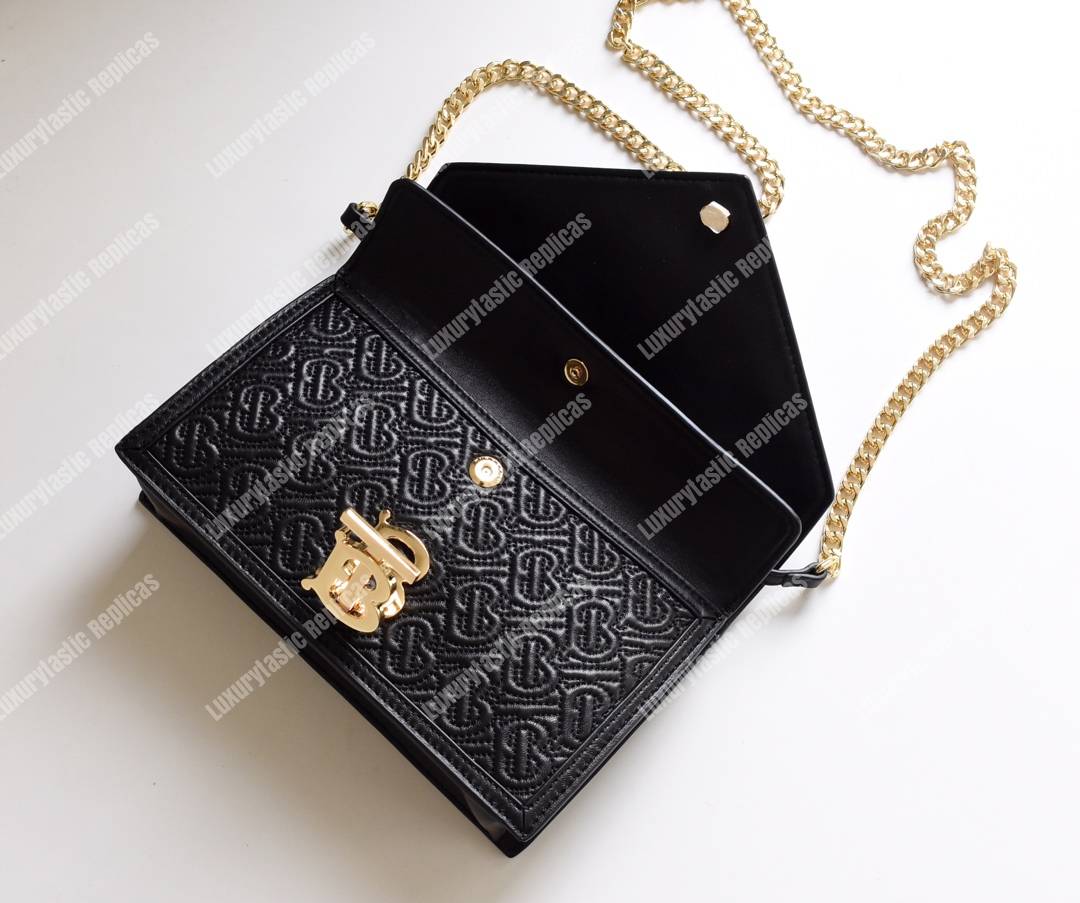 B**rry small quilted monogram tb envelope clutch black
