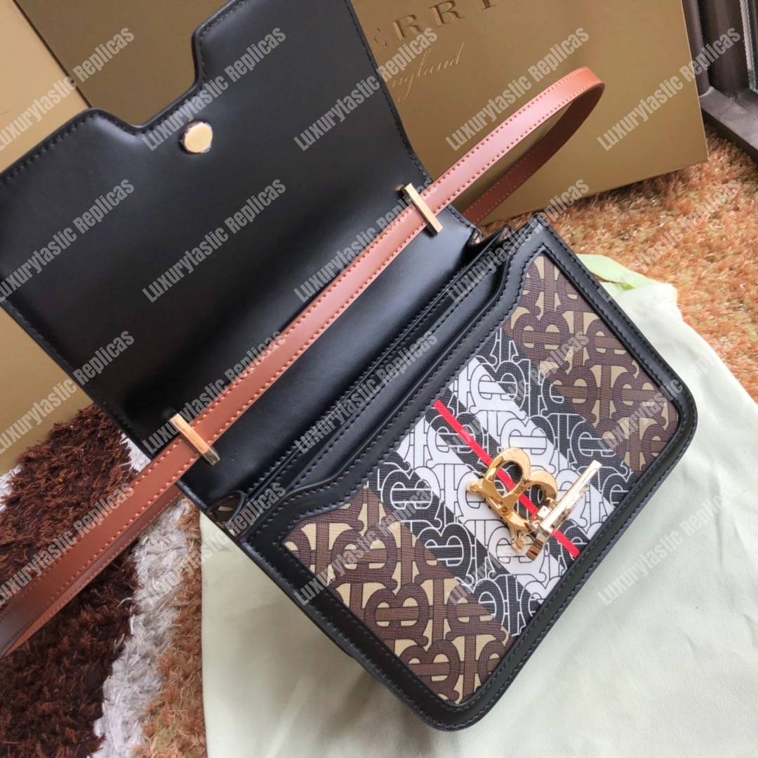 B**rry small monogram stripe e-canvas tb bag bridle brown