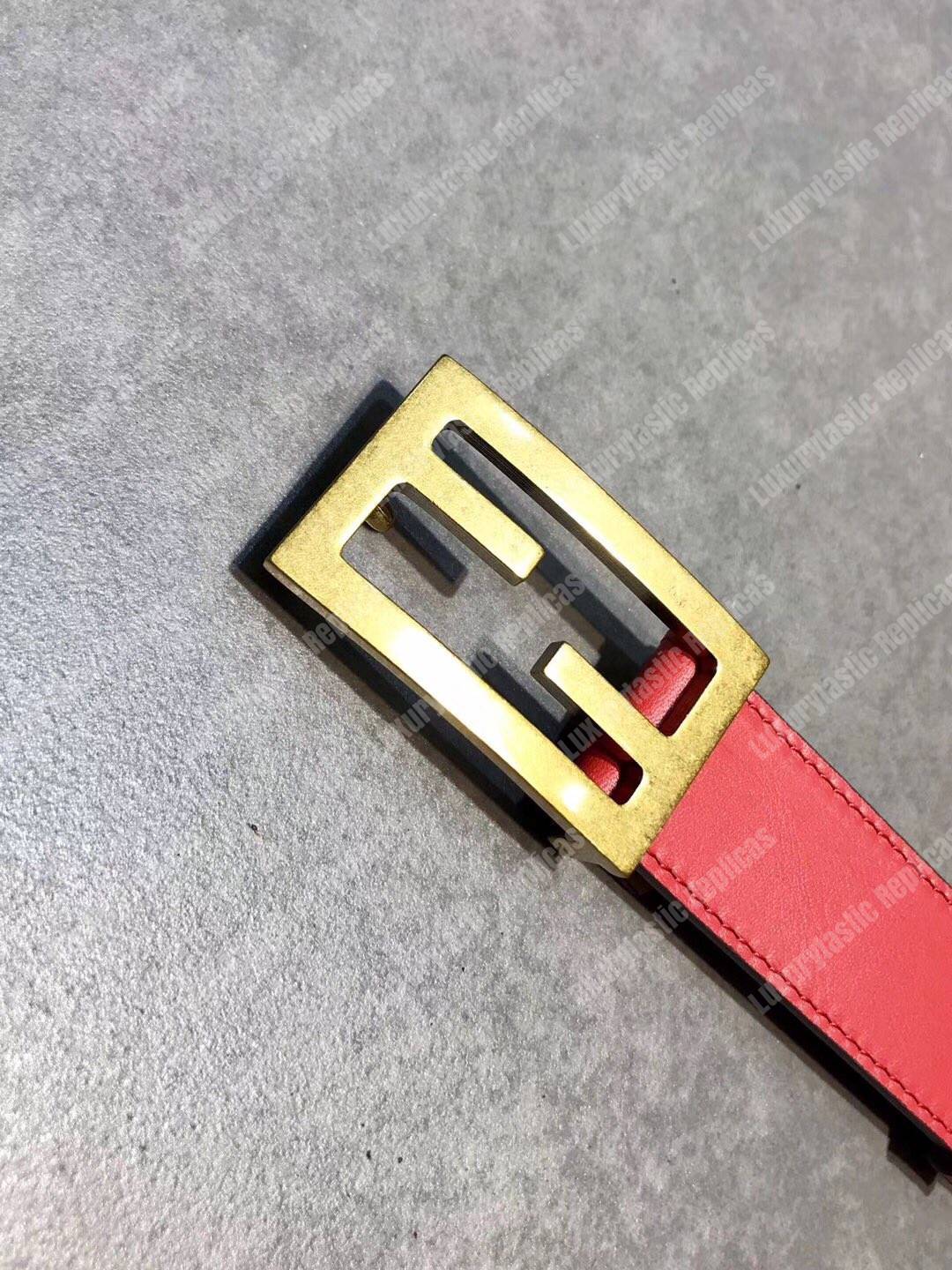 F**di red leather baguette belt