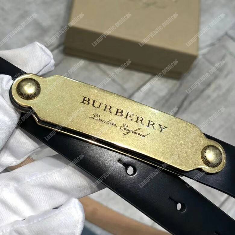 B**rry brass plaque buckle embossed bridle leather belt black