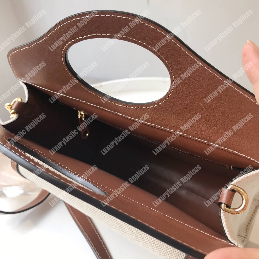 B**rry mini two-tone canvas and leather pocket bag brown
