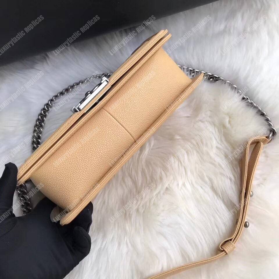 Ch*el boy medium handbag beige