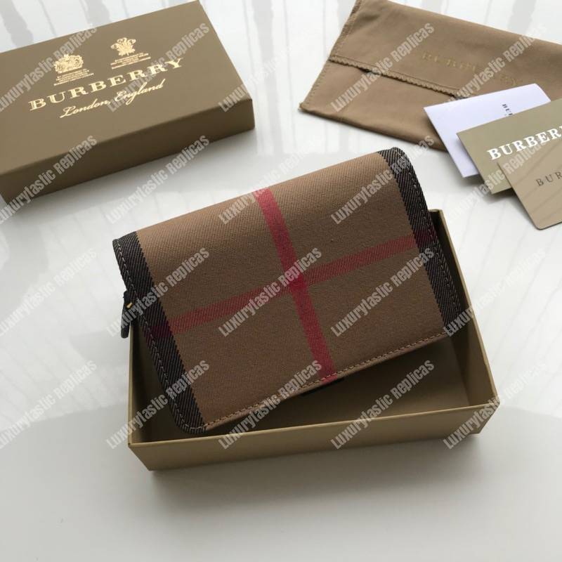 B**rry house check and leather wallet black