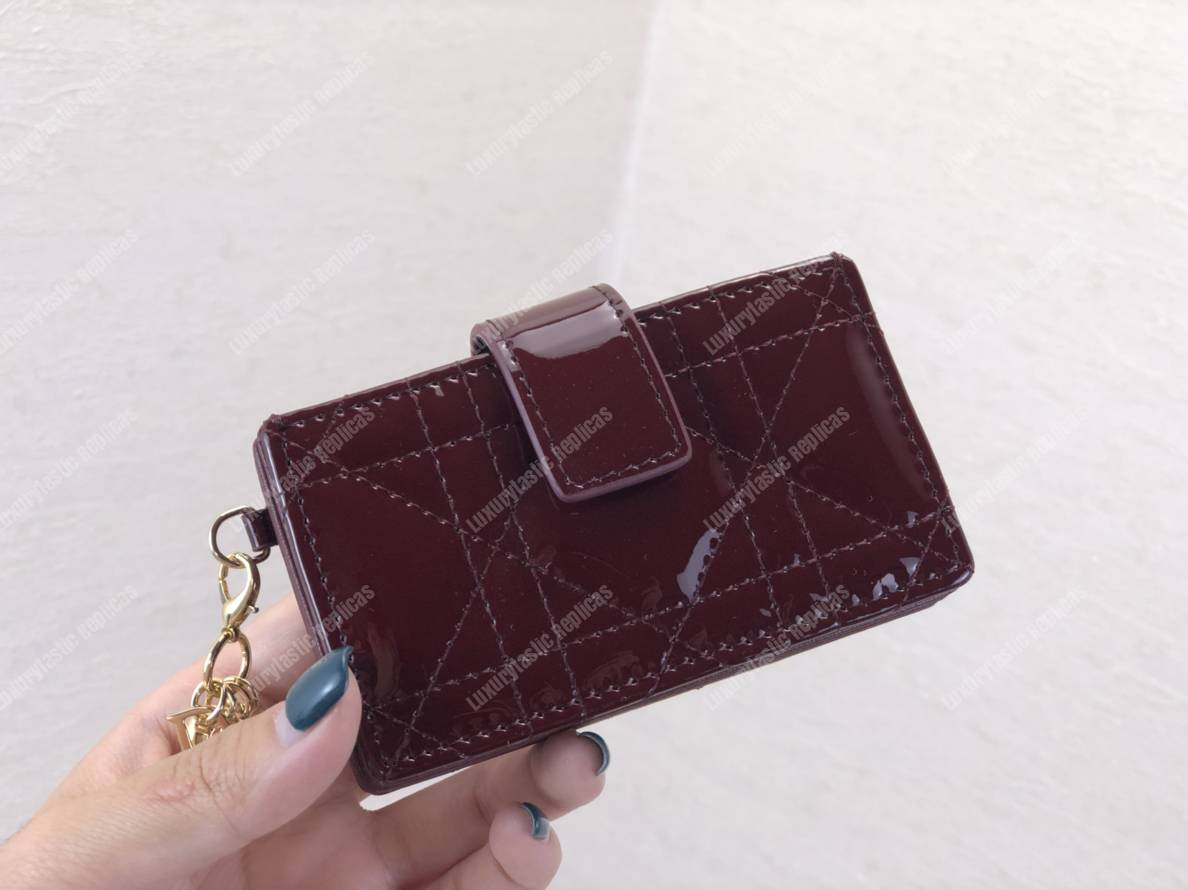 lady D*or calfskin card holder burgundy