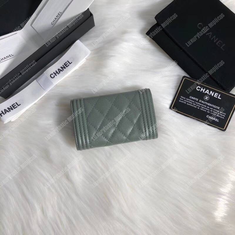 Ch*el boy small flap wallet grey