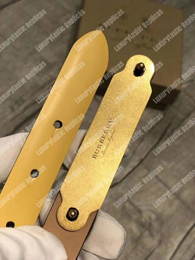 B**rry brass plaque buckle embossed bridle leather belt yellow