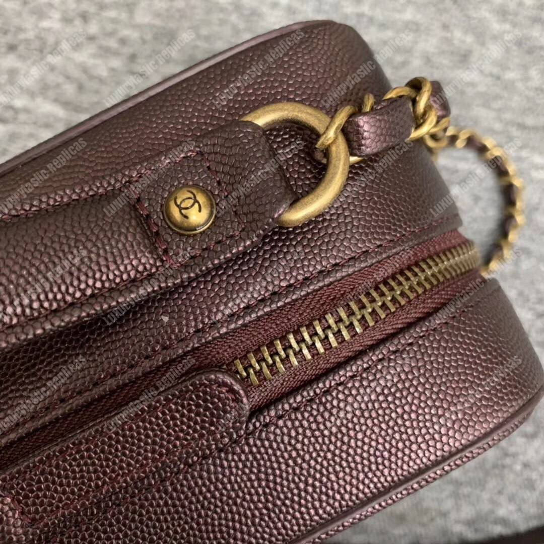 Ch*el large vanity case burgundy