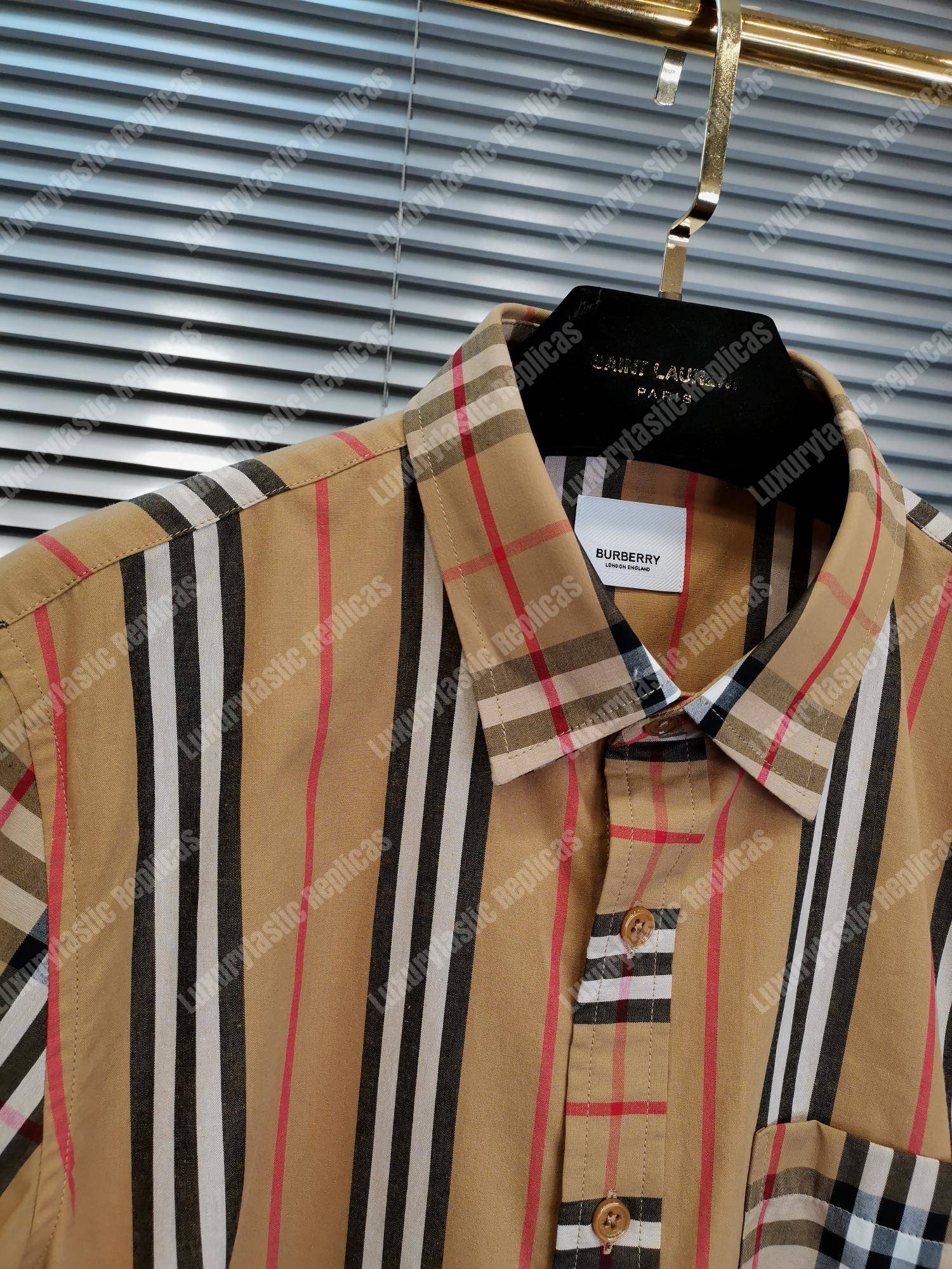 B**rry classic fit patchwork cotton poplin shirt