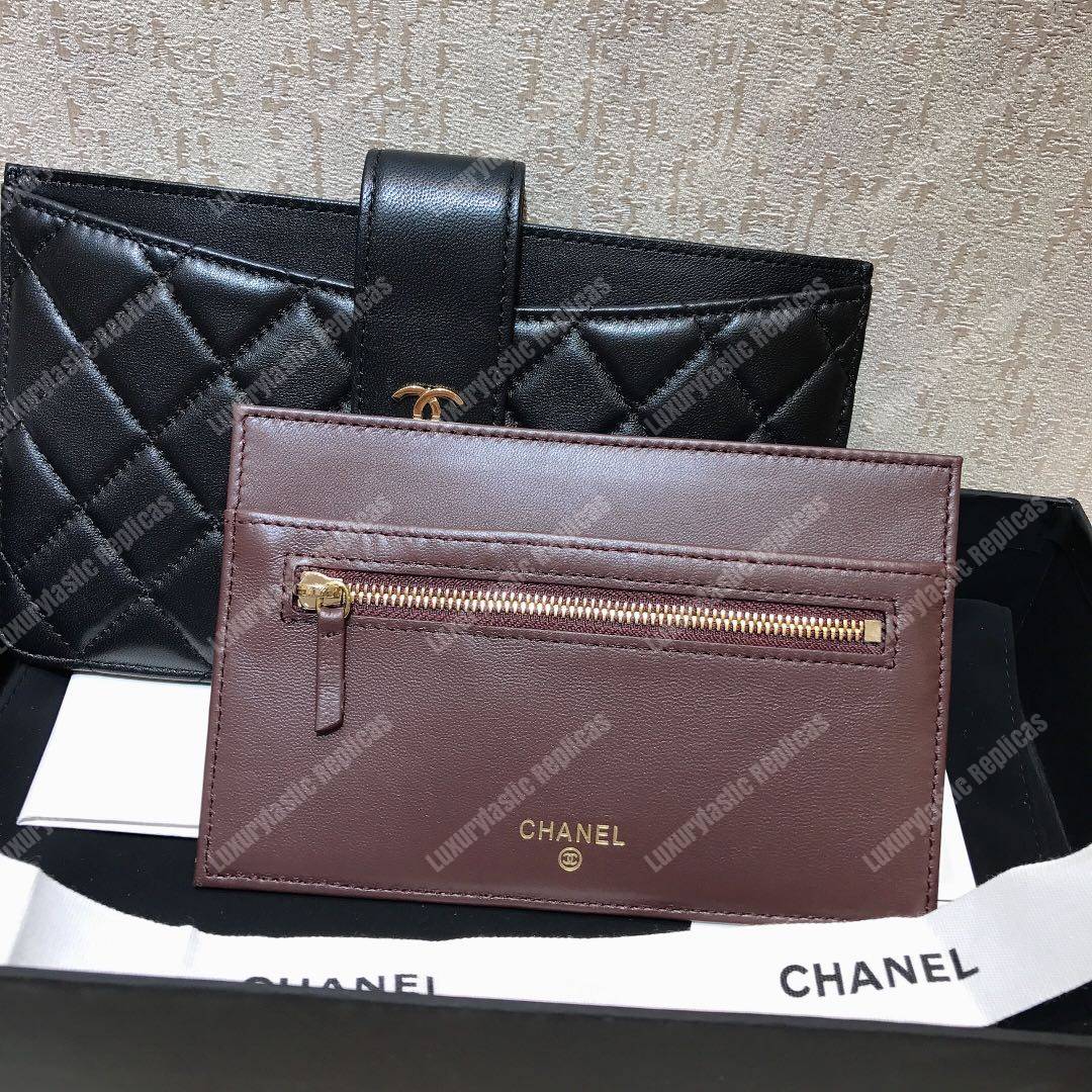 Ch*el classic pouch lambskin leather black