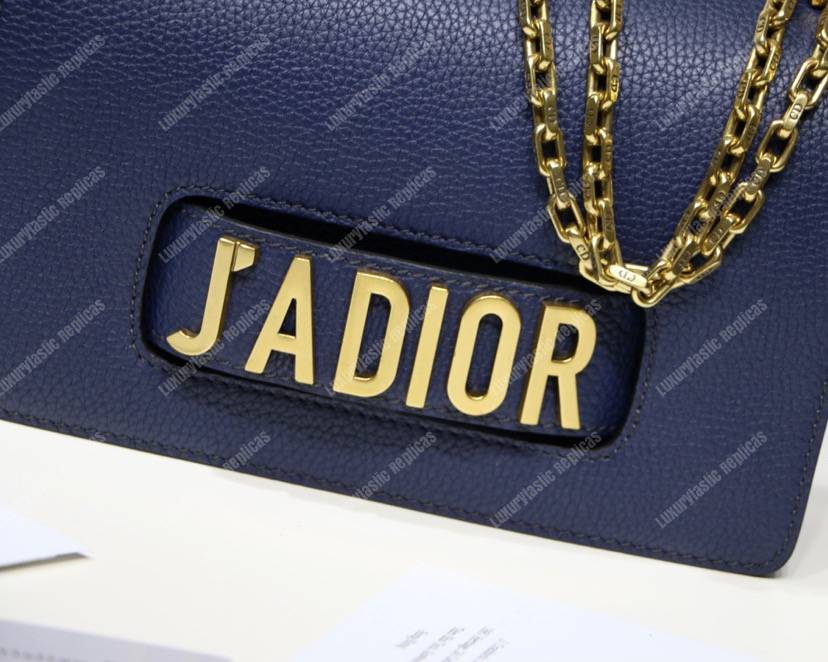j’aD*or calfskin flap bag dark blue