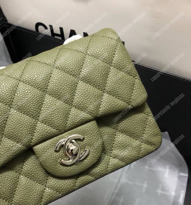 Ch*el mini flap bag green