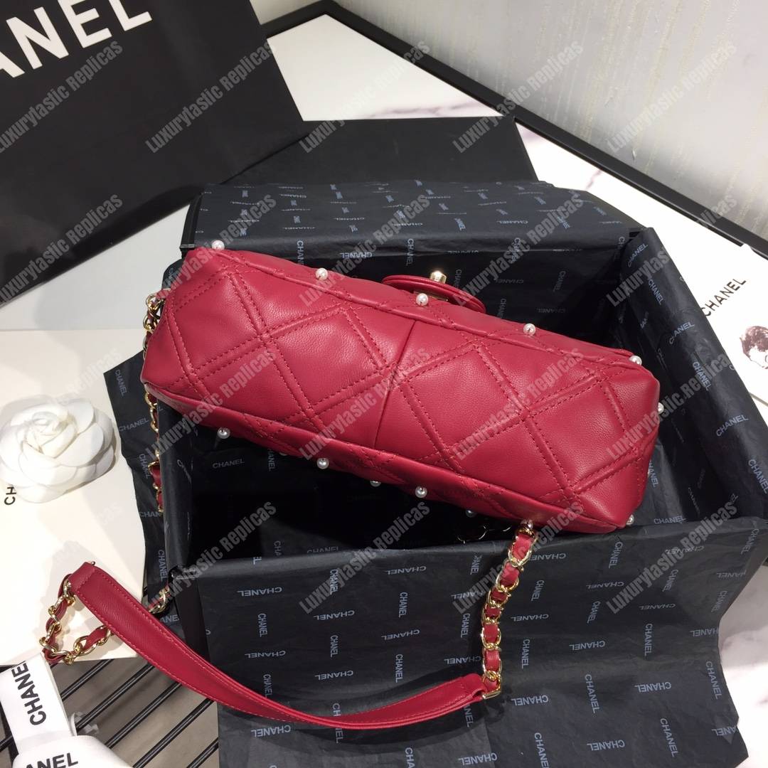 Ch*el flap bag iimitation pearls red